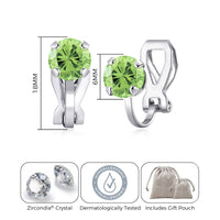 August (Peridot) Birthstone Clip On Earrings Created with Zircondia® Crystals