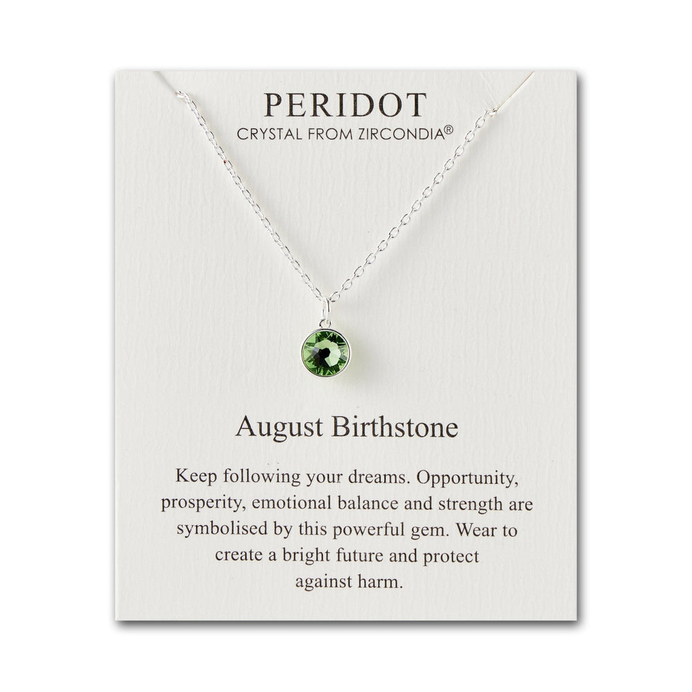 August (Peridot) Birthstone Necklace Created with Zircondia® Crystals