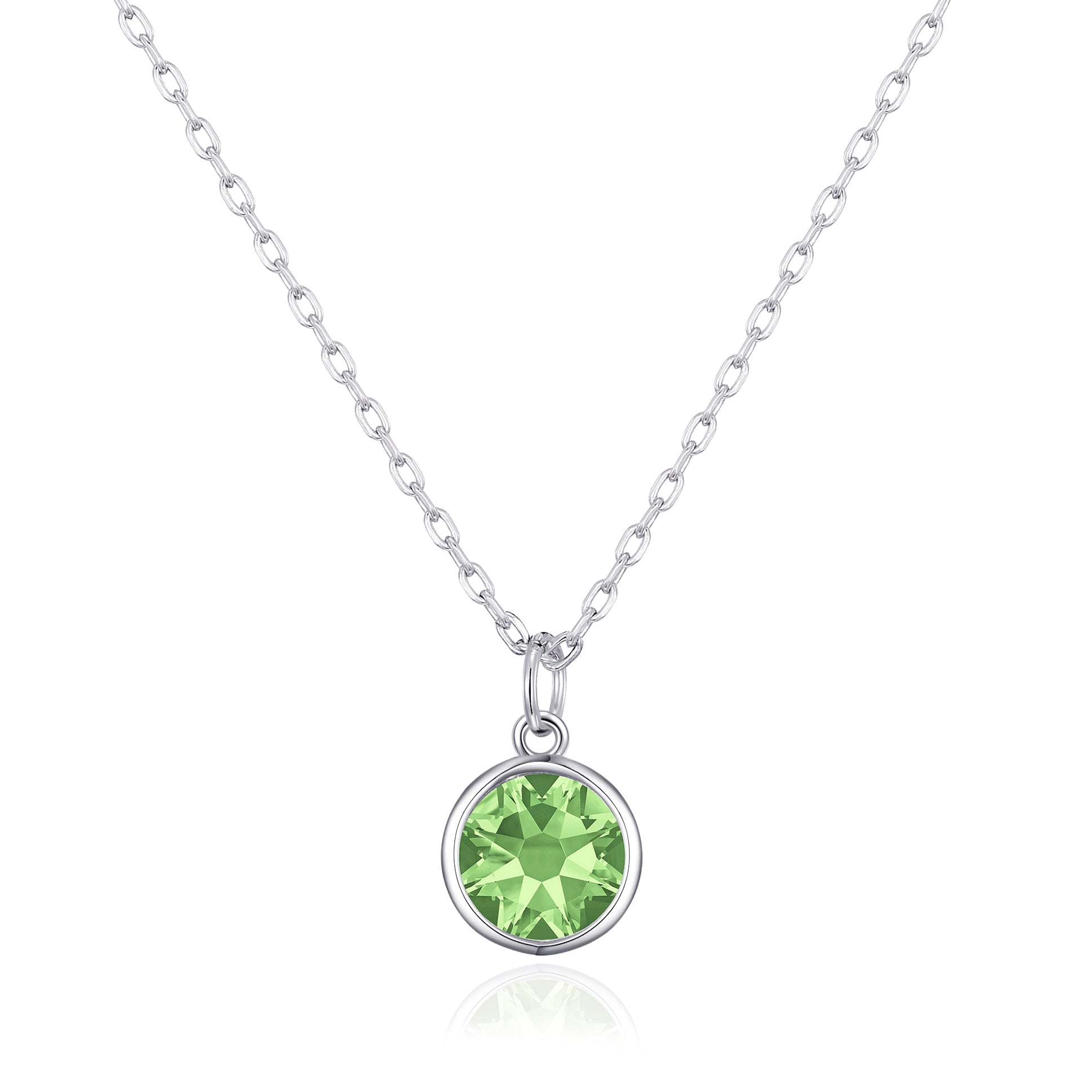 August (Peridot) Birthstone Necklace Created with Zircondia® Crystals
