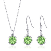 August (Peridot) Birthstone Necklace & Drop Earrings Set Created with Zircondia® Crystals