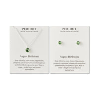 August (Peridot) Birthstone Necklace & Earrings Set Created with Zircondia® Crystals