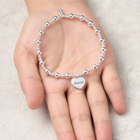 Auntie Heart Charm Beaded Stretch Bracelet
