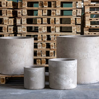 Aurella | Truffle – 40cm Large Concrete Cylinder Planter – 34L Round Plant Pot
