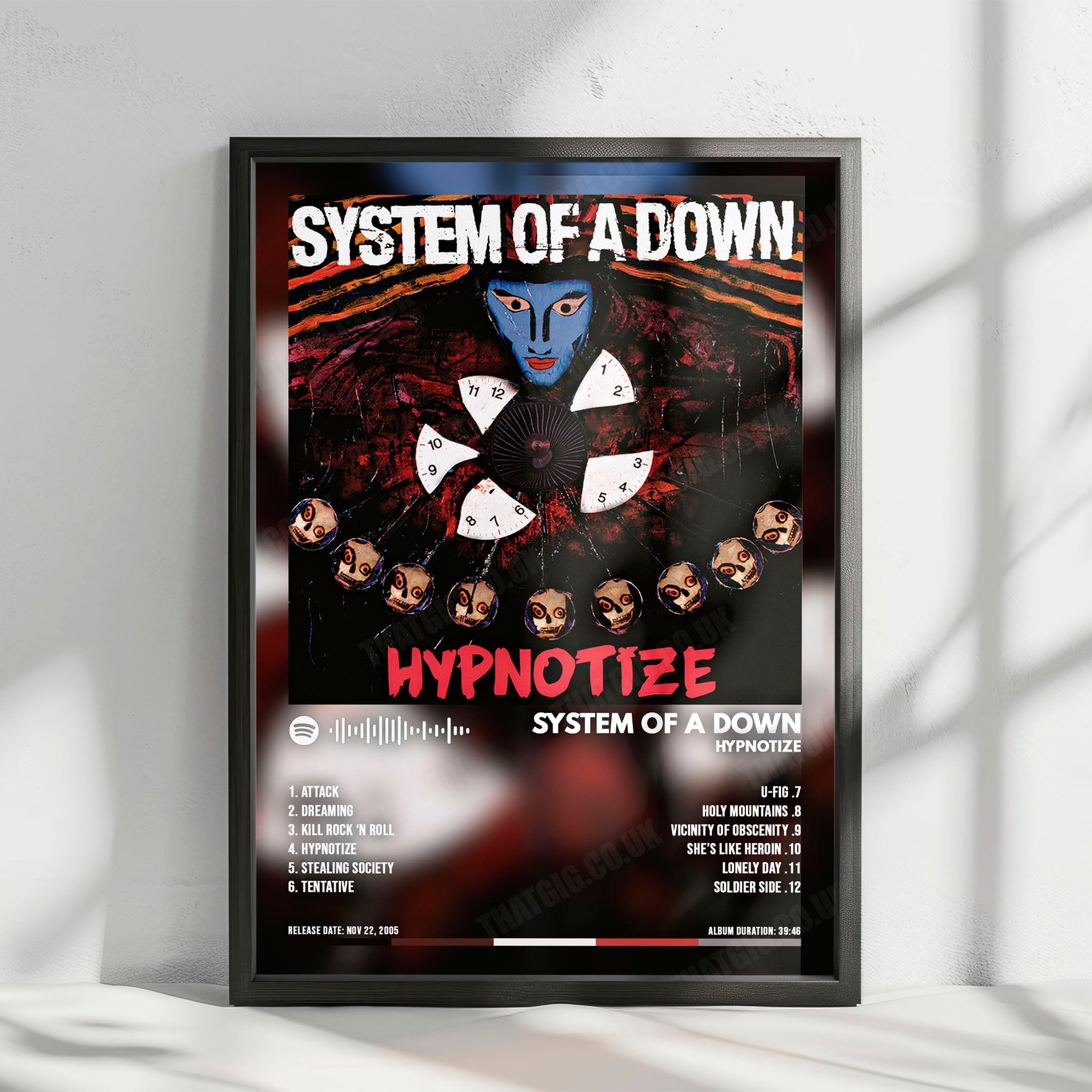 System of a Down "Hypnotize  " Album Cover Poster - with Complete Tracklist