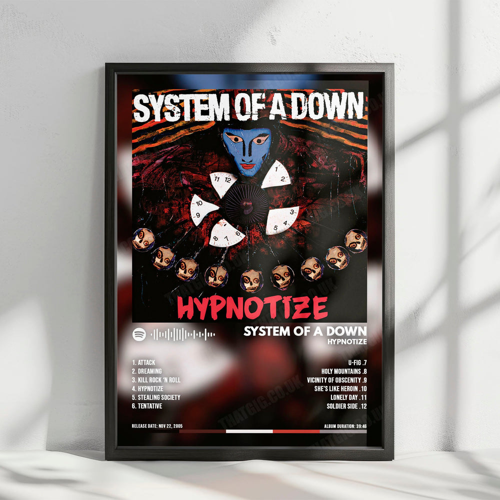 System of a Down "Hypnotize  " Album Cover Poster - with Complete Tracklist