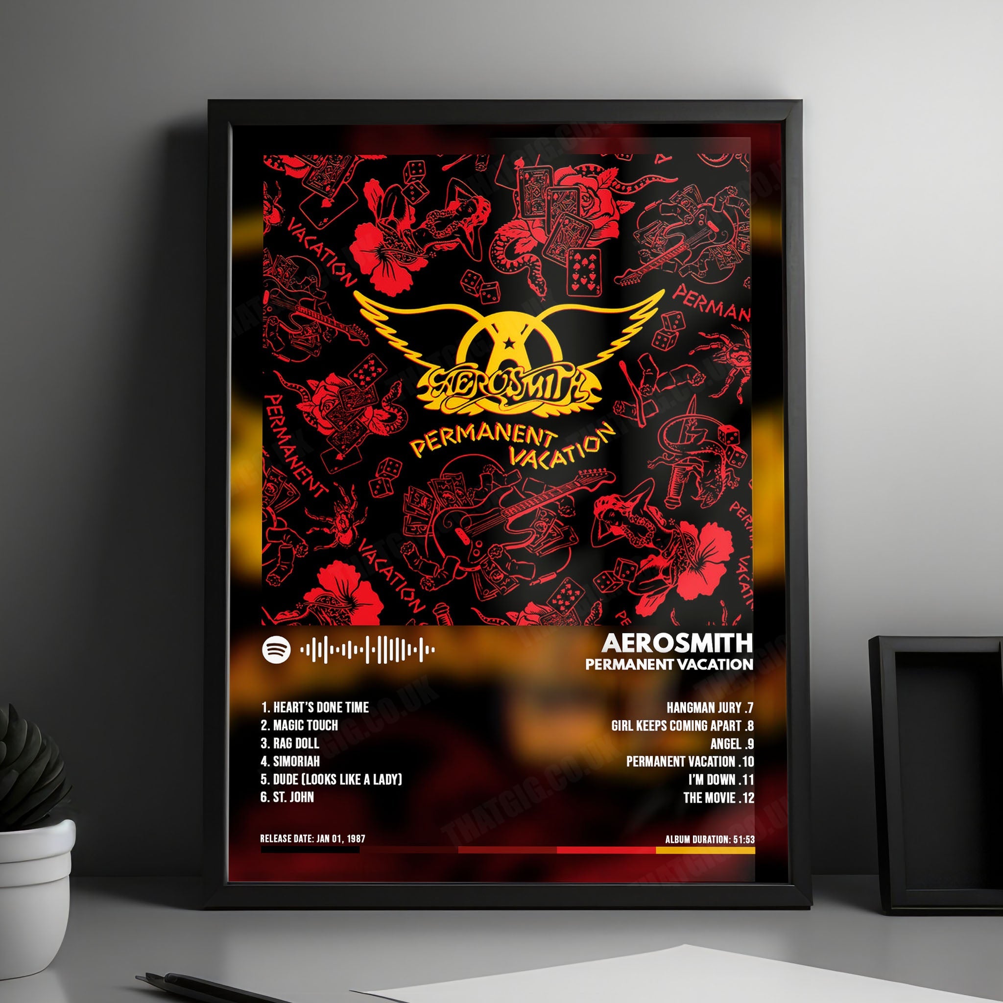Aerosmith "Permanent Vacation" Album Cover Poster - with Complete Tracklist