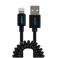 Maplin Coiled Lightning to USB-A Charging Cable - Black