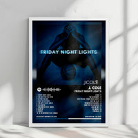 J. Cole "Friday Night Lights" Album Cover Poster - with Complete Tracklist