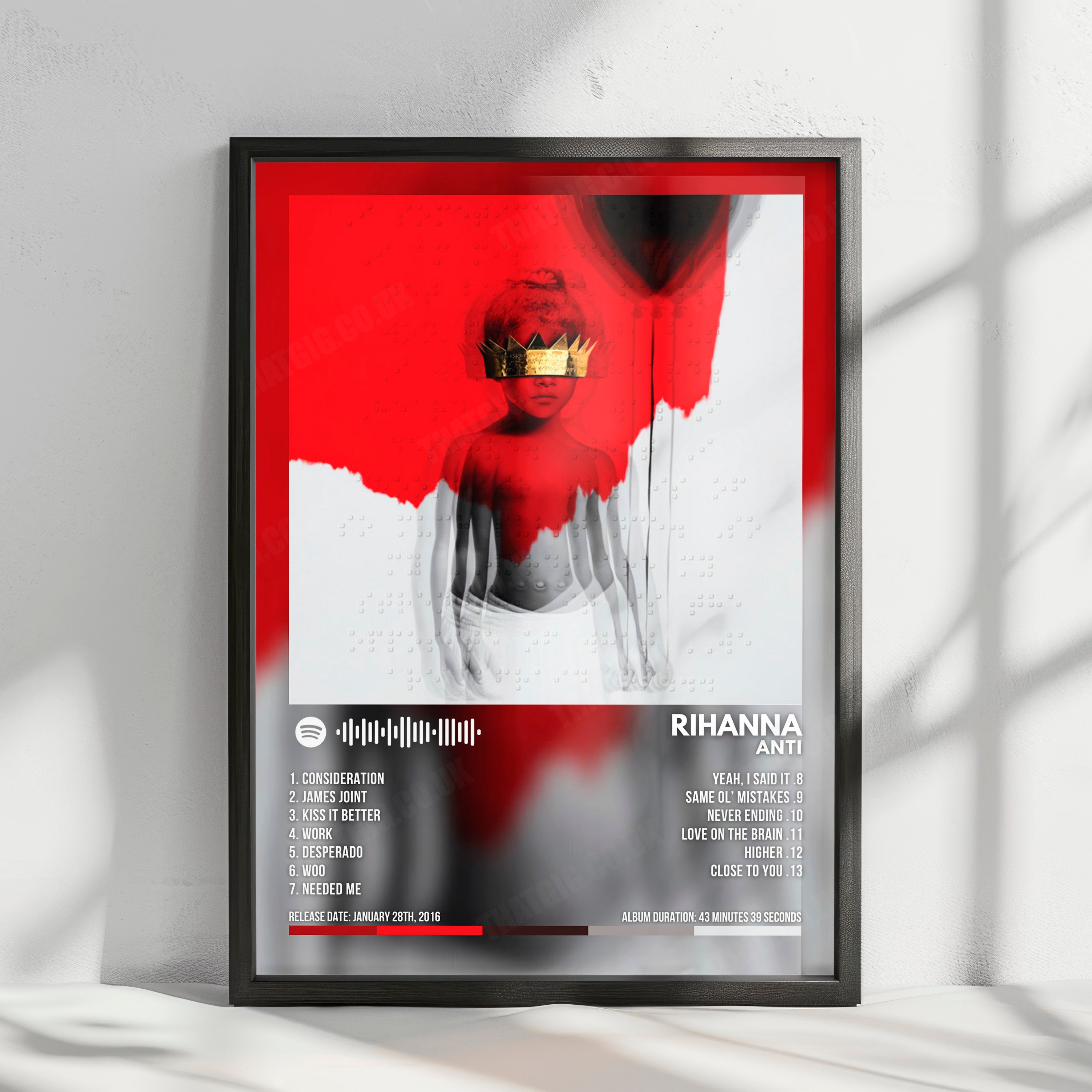 Rihanna "ANTI" Album Cover Poster - with Complete Tracklist