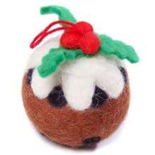 Amica Felt Christmas Pudding Fair Trade Christmas Tree Decoration