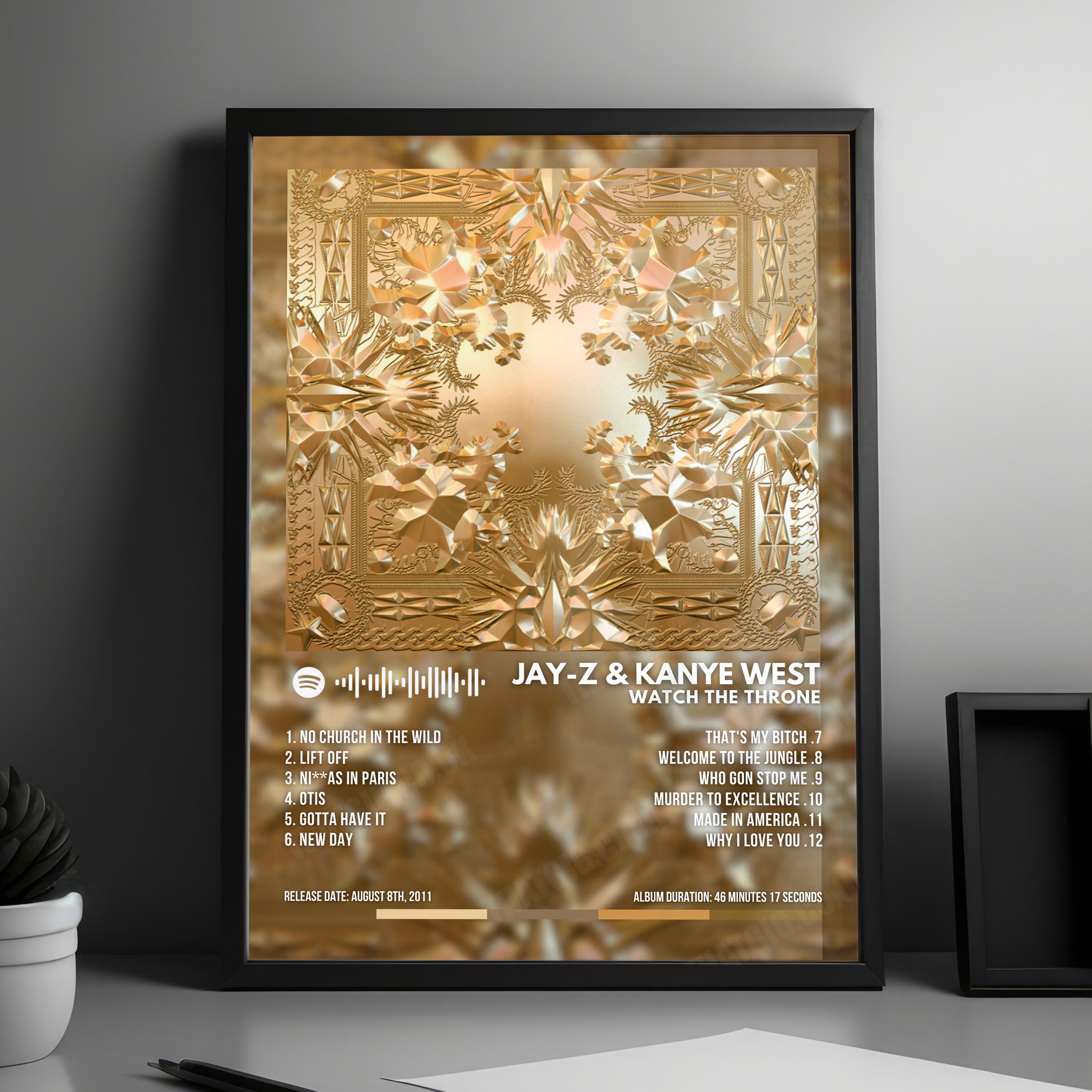 Jay-Z & Kanye West "Watch The Throne" Album Cover Poster - with Complete Tracklist