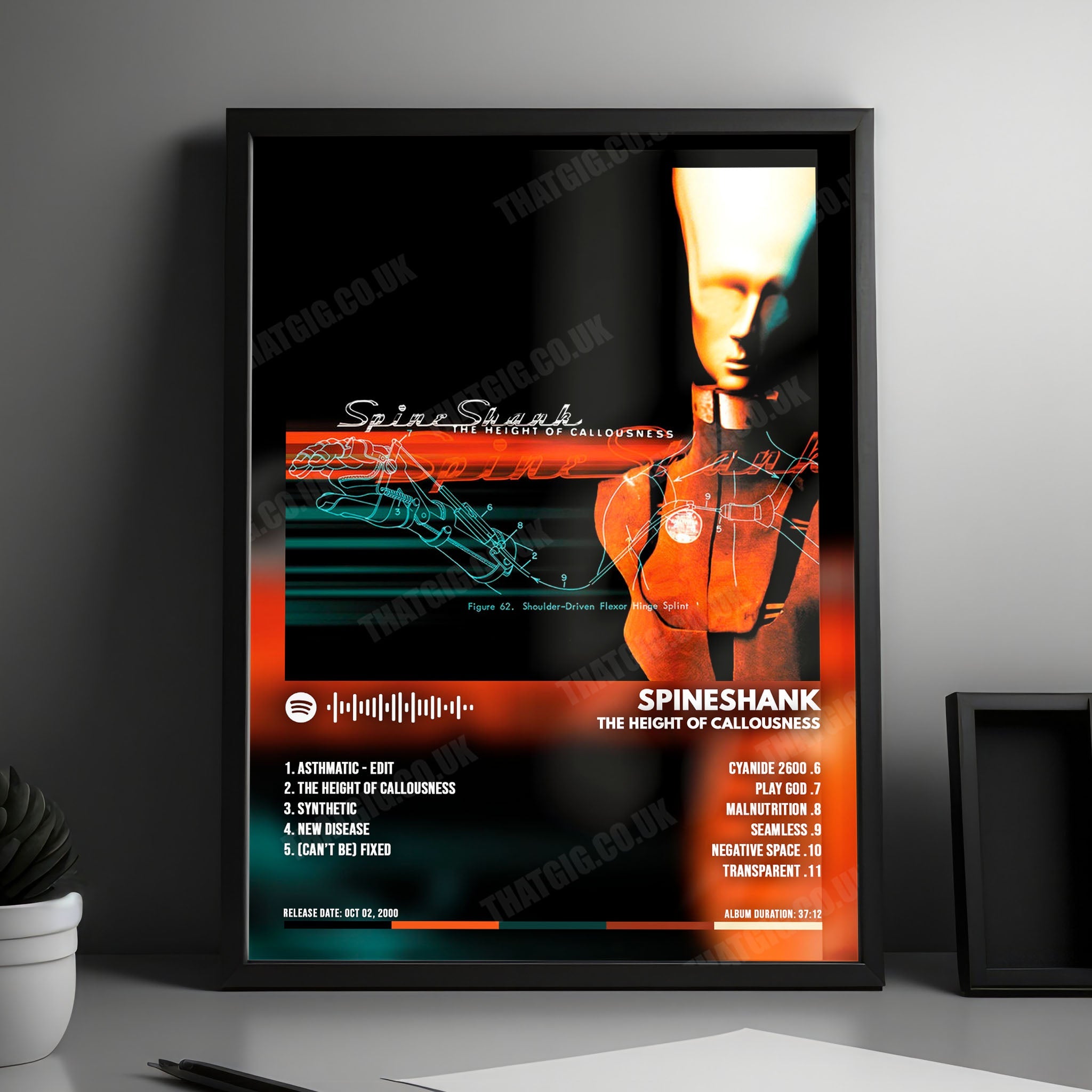 Spineshank "The Height Of Callousness" Album Cover Poster - with Complete Tracklist