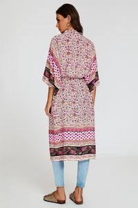 Relaxed Cotton Kimono In Pink