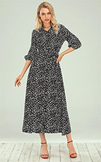 Shirt Dress In Royal Black & White Spot Print