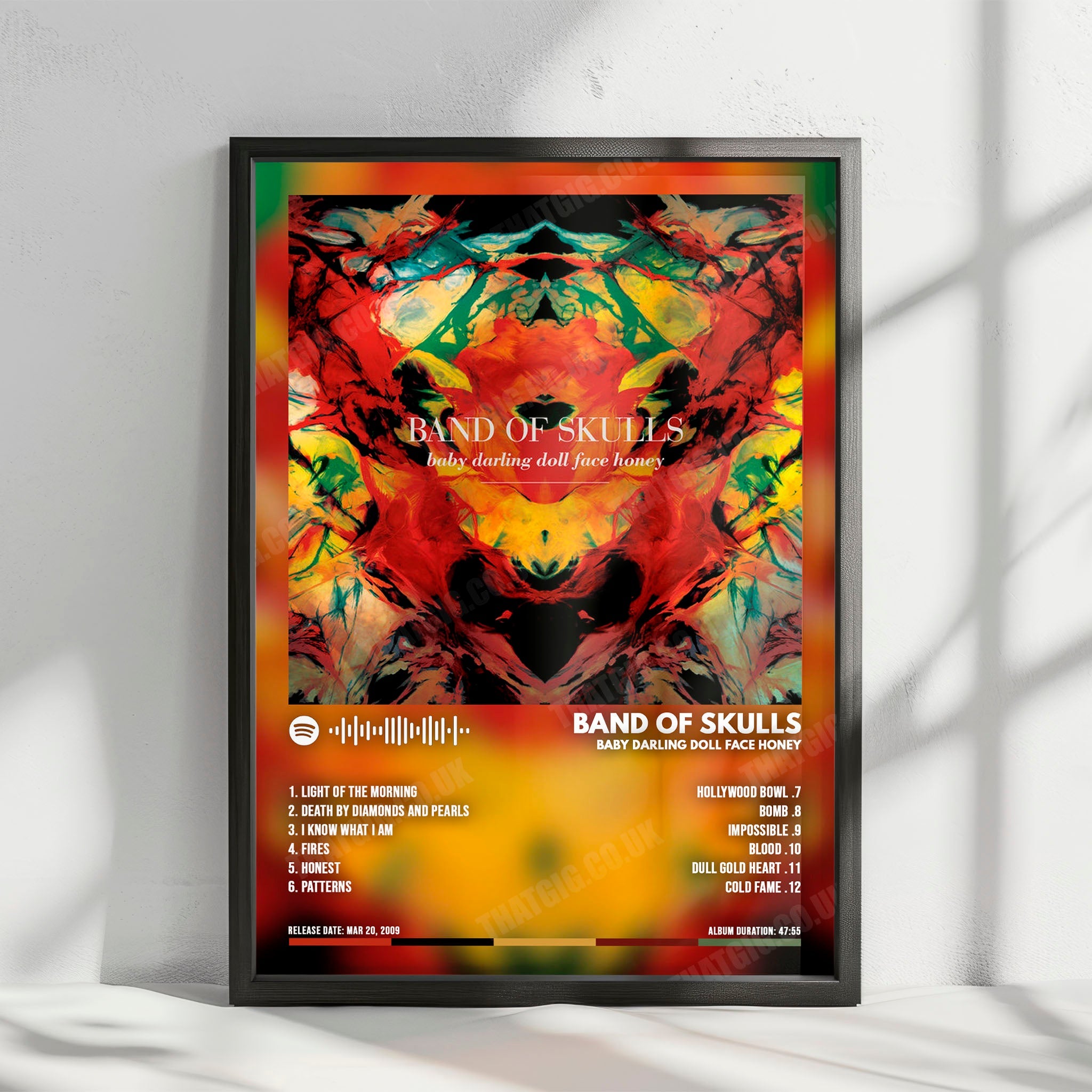 Band Of Skulls "Baby Darling Doll Face Honey" Album Cover Poster - with Complete Tracklist