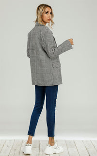 Check Double Breasted Blazer In Black & White