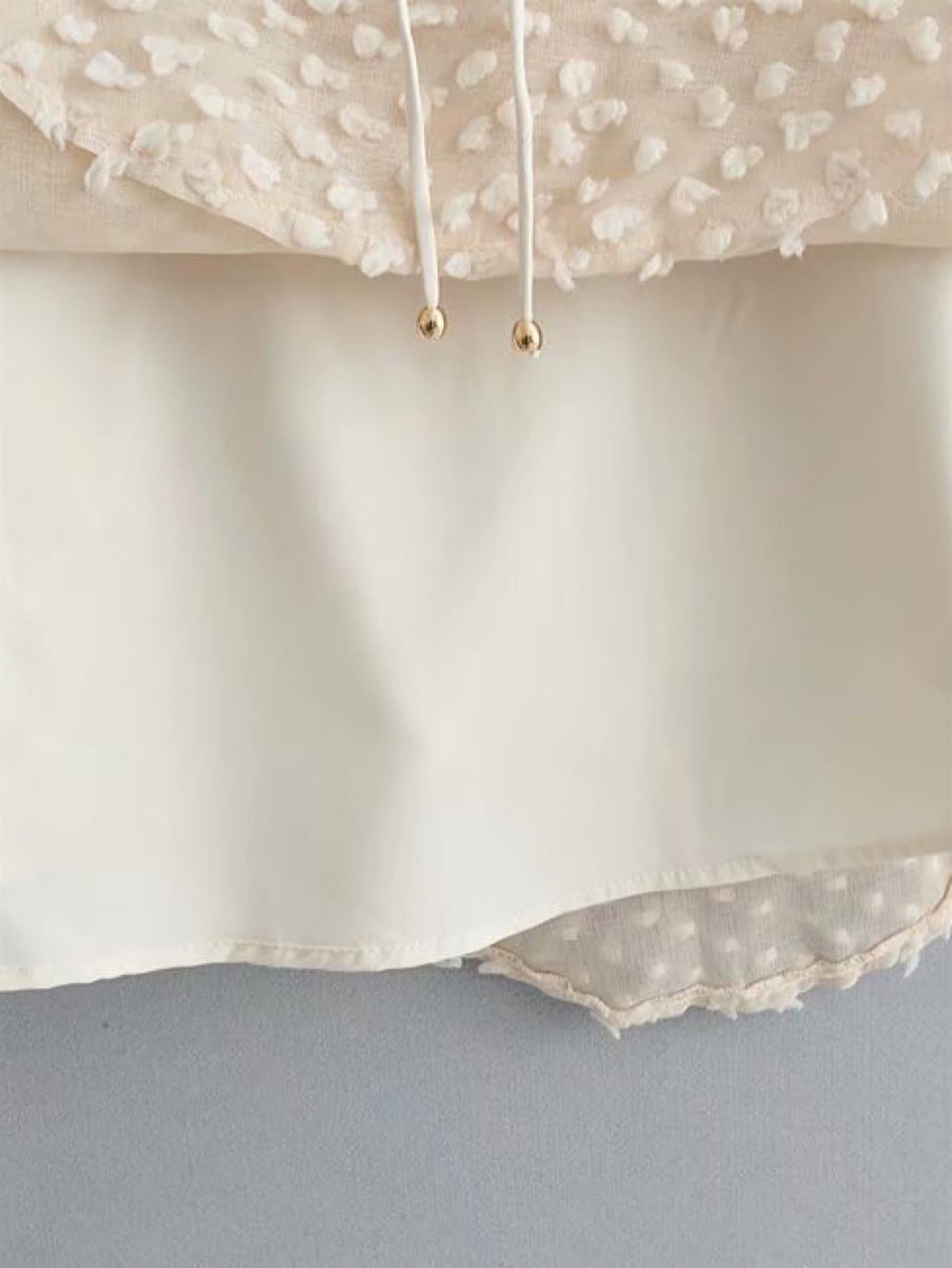 Strappy Mini Dress With Flower Appliques In Cream