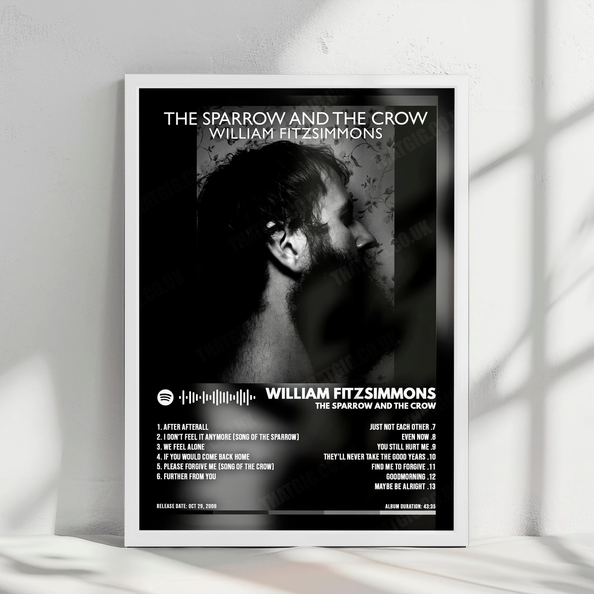William Fitzsimmons "The Sparrow and the Crow" Album Cover Poster - with Complete Tracklist