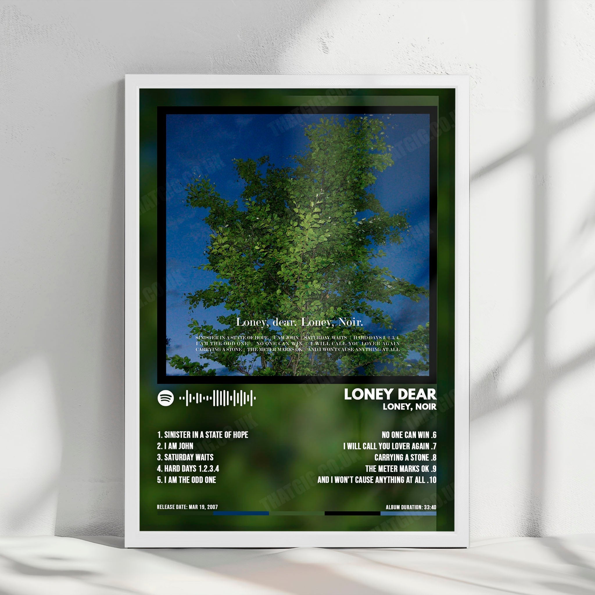 Loney Dear "Loney, Noir" Album Cover Poster - with Complete Tracklist