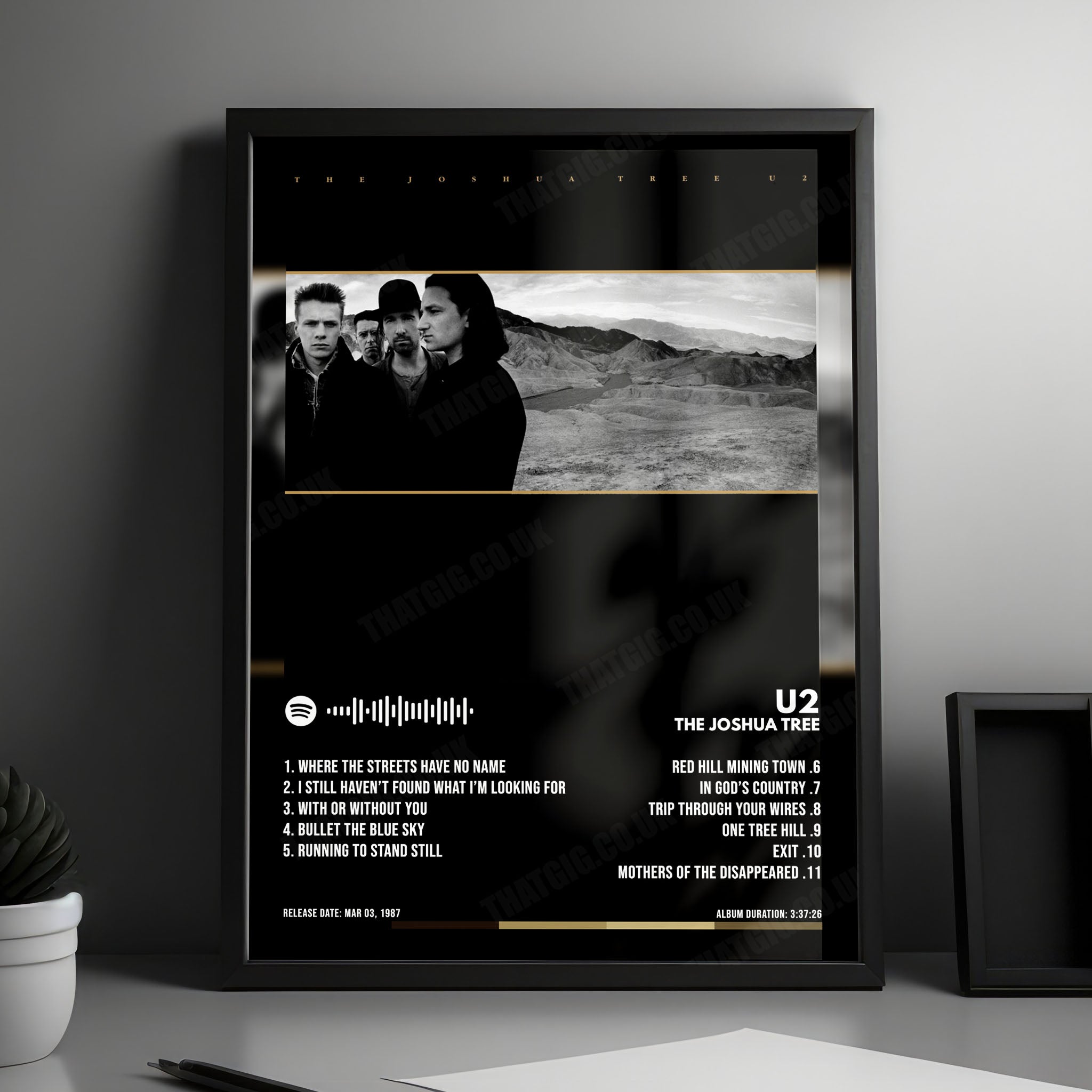 U2 "The Joshua Tree" Album Cover Poster - with Complete Tracklist