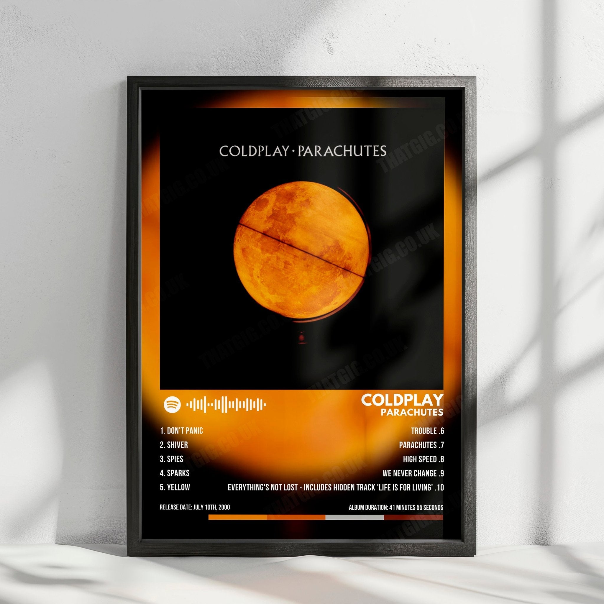 Coldplay "Parachutes" Album Cover Poster - with Complete Tracklist