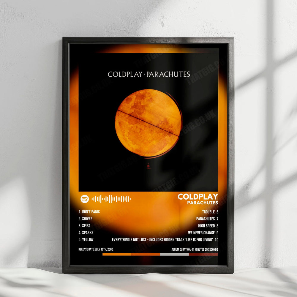 Coldplay "Parachutes" Album Cover Poster - with Complete Tracklist