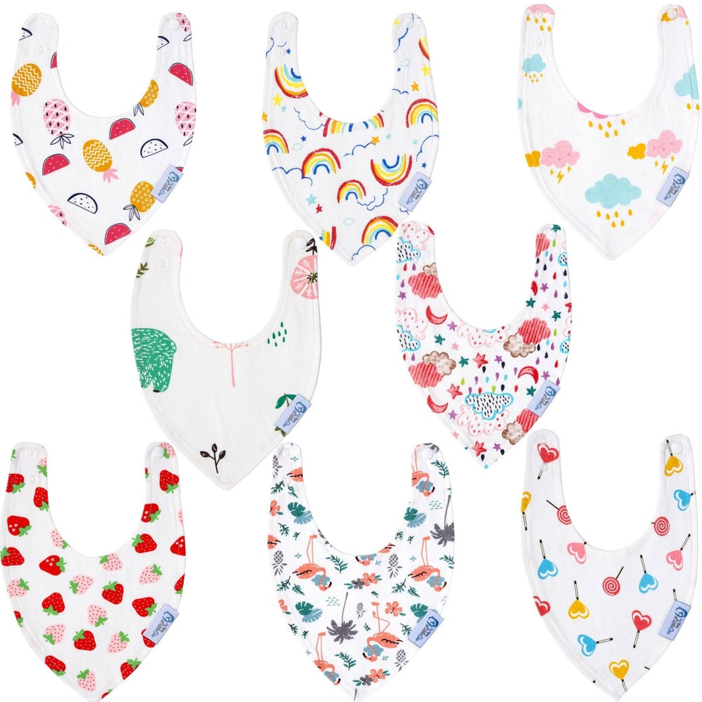 Baby Bandana Dribble Bibs Cotton Pack Of 8 - Girls