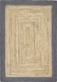 Bordered Grey Jute Rug