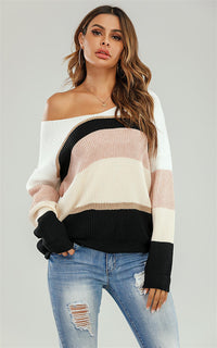 Striped Jumper In Pink & White & Golden & Beige