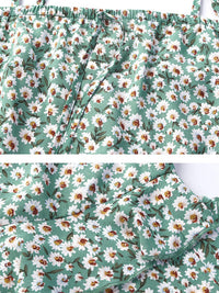 Double Frill Hem Cowl Neck Cami Top In Mint Green & White Daisy Floral