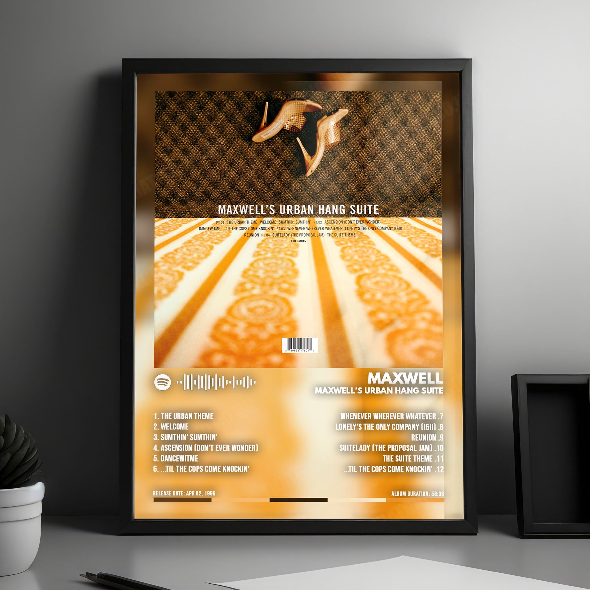 Maxwell "Urban Hang Suite  " Album Cover Poster - with Complete Tracklist