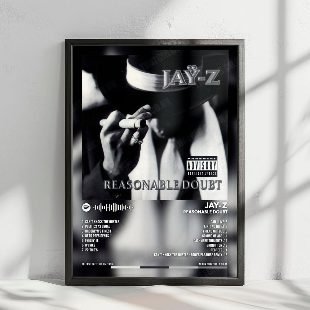 Jay-Z "Reasonable Doubt" Album Cover Poster - with Complete Tracklist