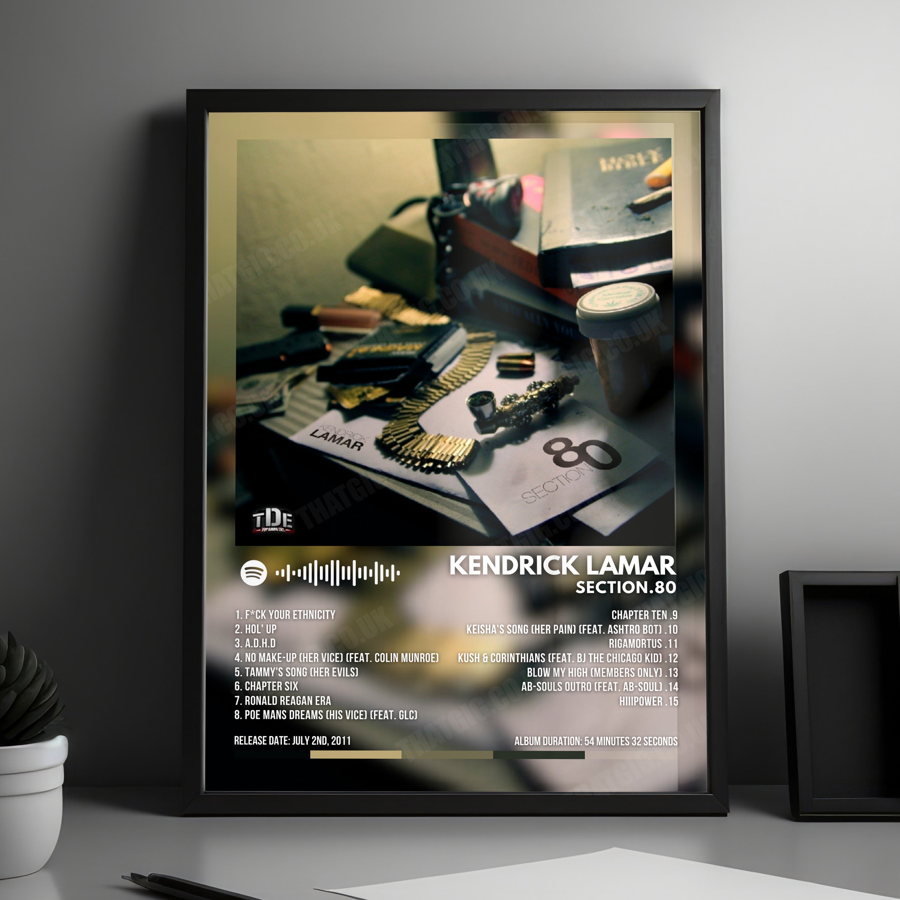 Kendrick Lamar "Section.80" Album Cover Poster - with Complete Tracklist
