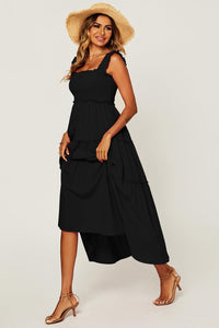 Hem Detail Tiered Maxi Dress In Black