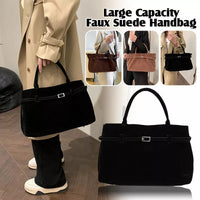 Solid Faux Suede Handbag
