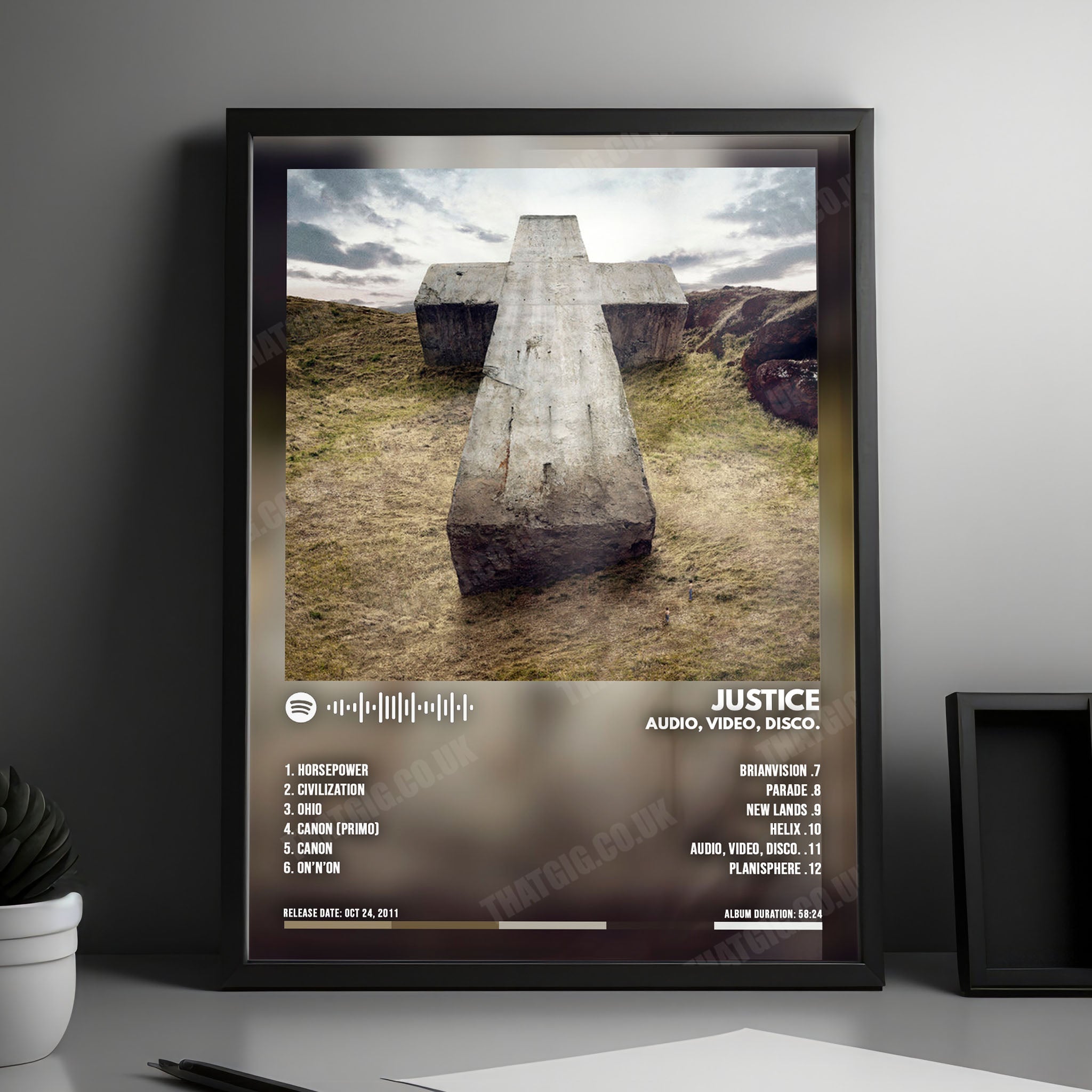 Justice "Audio, Video, Disco" Album Cover Poster - with Complete Tracklist