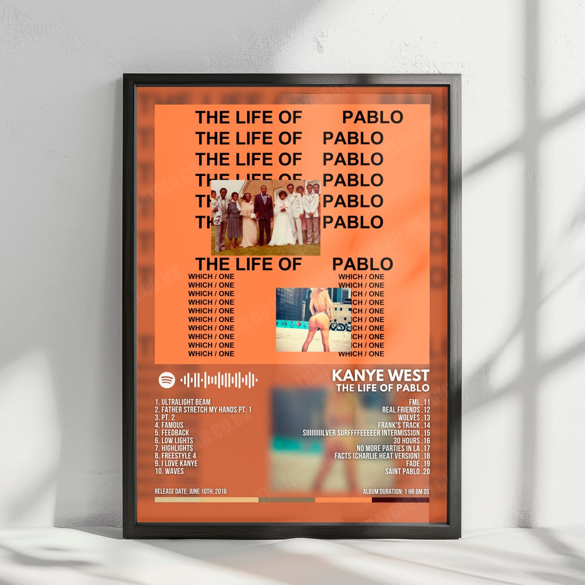 Kanye West "The Life Of Pablo" Album Cover Poster - with Complete Tracklist