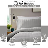 Belgravia Grey Microfibre Duvet Cover Set with Pillowcases Soft Easy Care Modern Quilt Bedding Bed Linen Set by OLIVIA ROCCO