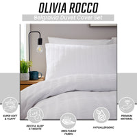 Belgravia White Microfibre Duvet Cover Set with Pillowcases Soft Easy Care Modern Quilt Bedding Bed Linen Set by OLIVIA ROCCO