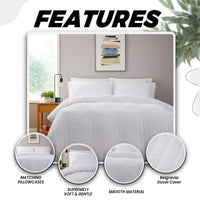 Belgravia White Microfibre Duvet Cover Set with Pillowcases Soft Easy Care Modern Quilt Bedding Bed Linen Set by OLIVIA ROCCO