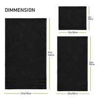 Belmont Viscose Stripe Black Towels 100% Cotton Hotel Quality Super Absorbent 10 Piece Bale Set, 4 Hand Towel & 12 Face Cloths by OLIVIA ROCCO
