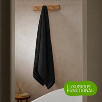 Belmont Viscose Stripe Black Towels 100% Cotton Hotel Quality Super Absorbent 10 Piece Bale Set, 4 Hand Towel & 12 Face Cloths by OLIVIA ROCCO