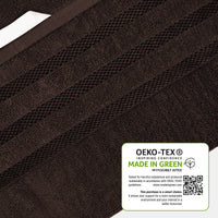 Belmont Viscose Stripe Brown Towels 100% Cotton Hotel Quality Super Absorbent 10 Piece Bale Set, 4 Hand Towel & 12 Face Cloths by OLIVIA ROCCO