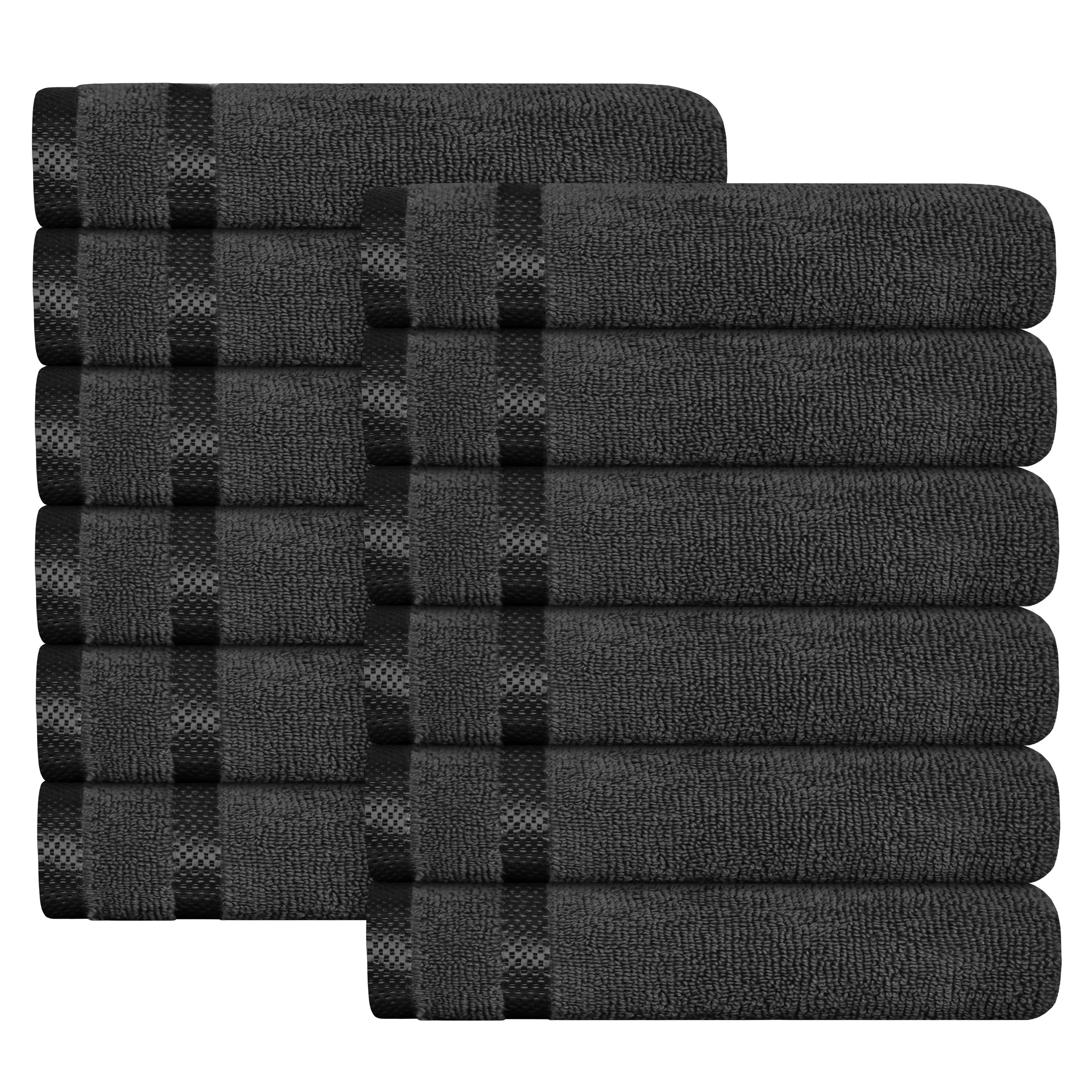 Belmont Viscose Stripe Grey Towels 100% Cotton Hotel Quality Super Absorbent 10 Piece Bale Set, 4 Hand Towel & 12 Face Cloths by OLIVIA ROCCO