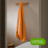 Belmont Viscose Stripe Orange Towels 100% Cotton Hotel Quality Super Absorbent 10 Piece Bale Set, 4 Hand Towel & 12 Face Cloths by OLIVIA ROCCO