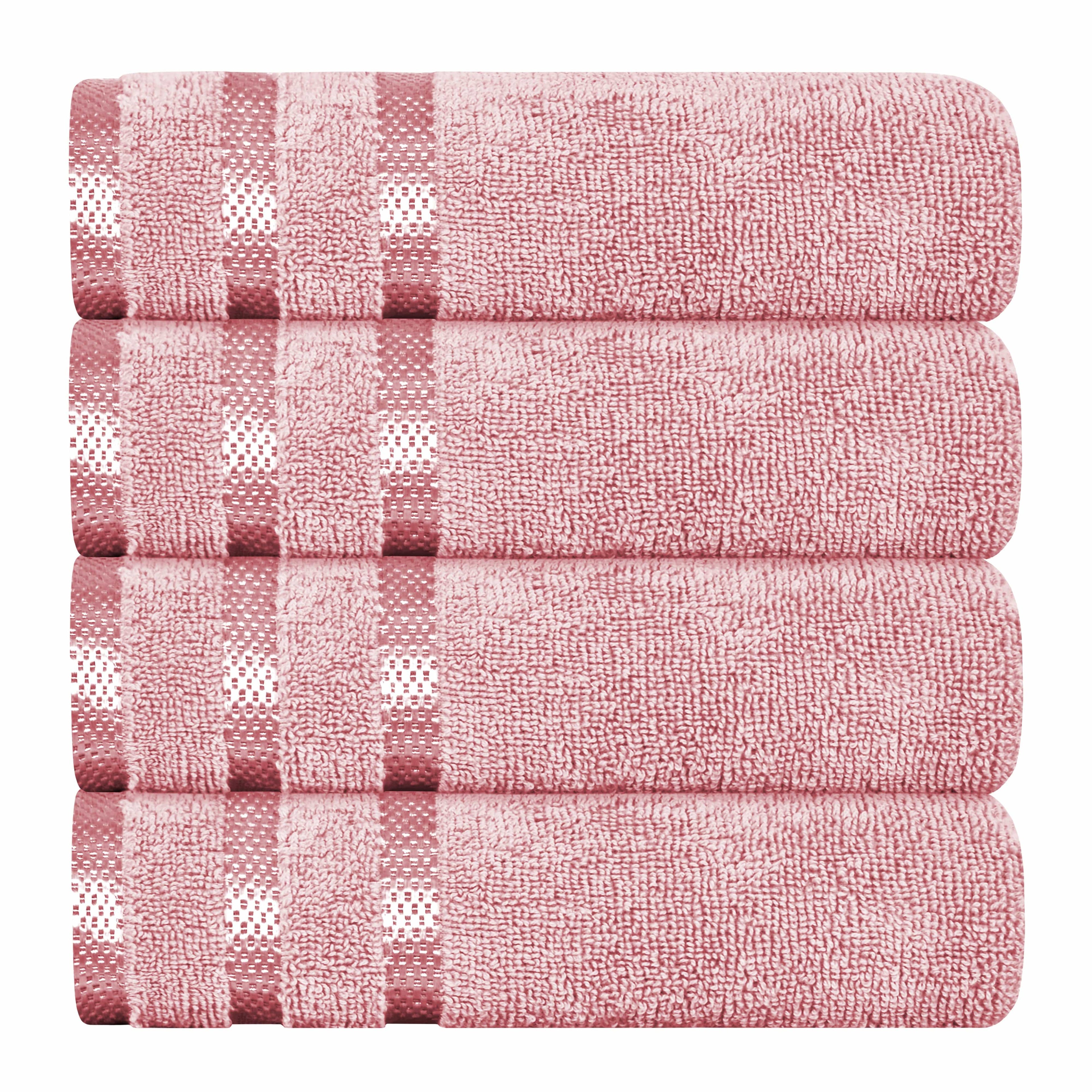 Belmont Viscose Stripe Pink Towels 100% Cotton Hotel Quality Super Absorbent 10 Piece Bale Set, 4 Hand Towel & 12 Face Cloths by OLIVIA ROCCO