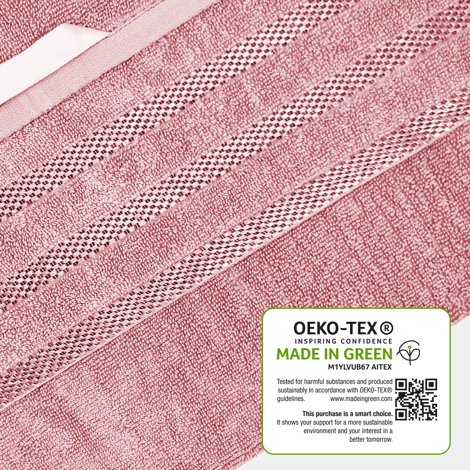 Belmont Viscose Stripe Pink Towels 100% Cotton Hotel Quality Super Absorbent 10 Piece Bale Set, 4 Hand Towel & 12 Face Cloths by OLIVIA ROCCO