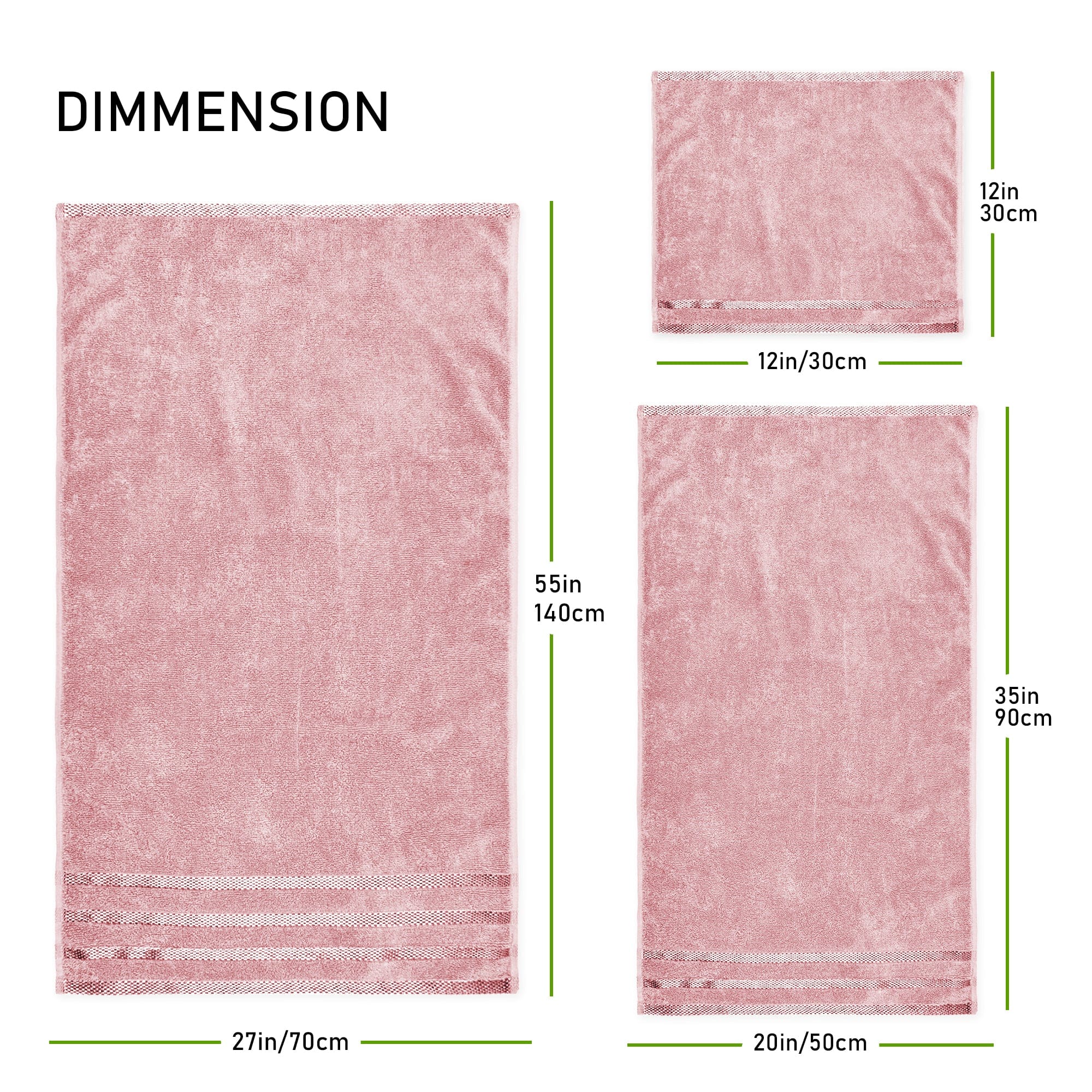 Belmont Viscose Stripe Pink Towels 100% Cotton Hotel Quality Super Absorbent 10 Piece Bale Set, 4 Hand Towel & 12 Face Cloths by OLIVIA ROCCO