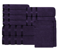 Belmont Viscose Stripe Purple Towels 100% Cotton Hotel Quality Super Absorbent 10 Piece Bale Set, 4 Hand Towel & 12 Face Cloths by OLIVIA ROCCO