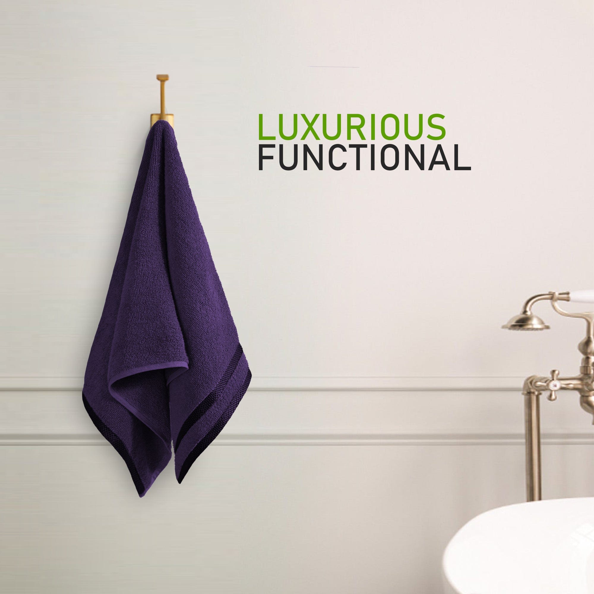 Belmont Viscose Stripe Purple Towels 100% Cotton Hotel Quality Super Absorbent 10 Piece Bale Set, 4 Hand Towel & 12 Face Cloths by OLIVIA ROCCO